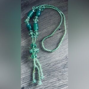 Vintage Crystal Flower Tassel Beaded Long Necklace